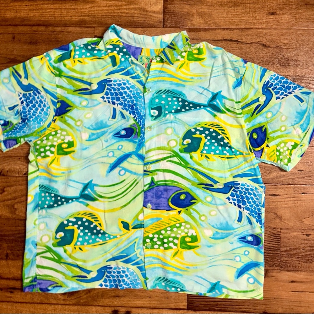 Jam’s World • Hawaiian • Blue/Green • Tropical Fish • Men’s • X-Large • Shirt